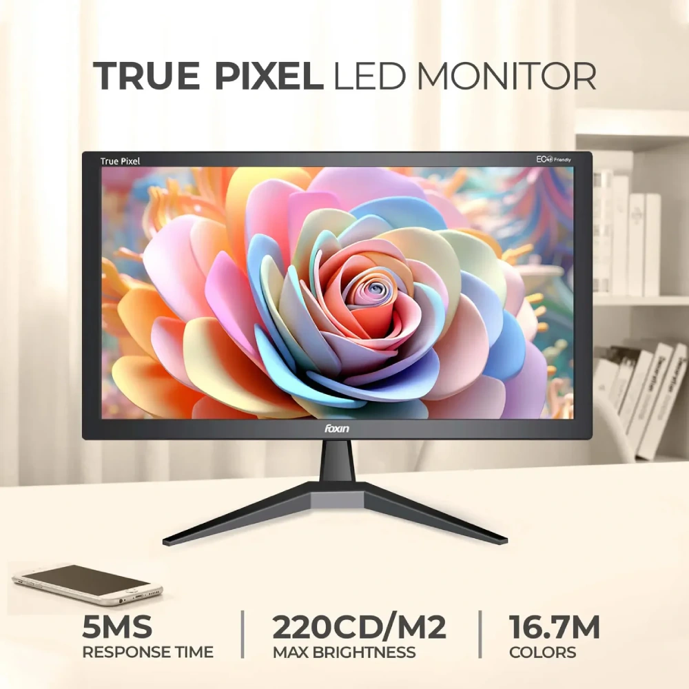 Foxin LED Monitor Crystal 19" HD 60Hz with HDMI | VGA (FM 19 HDMI) view 2
